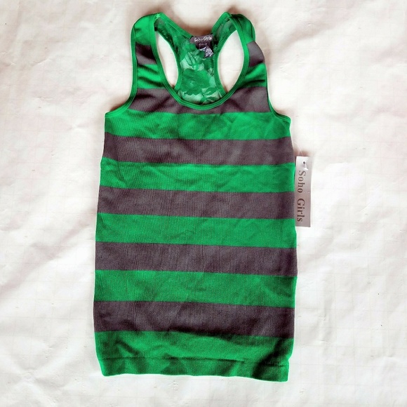 Soho Tops - NWT XXS - XS A green and gray racerback tank